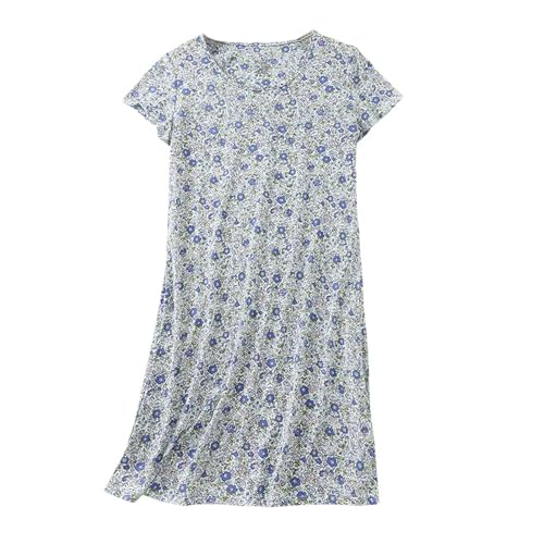 Camisón de manga corta para mujer, pijama largo, vestido de noche de gran tamaño, ropa de dormir moderna, cómoda, cuello redondo, camisón ligero, abrigo de dormir cálido y acogedor, a, S