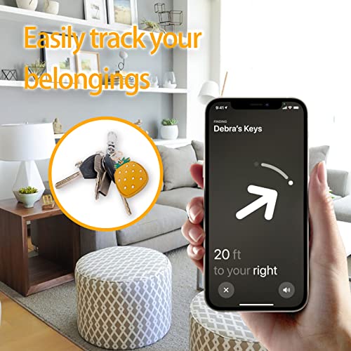 Image of Leather Keychain Case Holder Compatible with Apple AirTag, GPS Airtag Keychain Finder Tracker with Key Ring, Anti-Scratch Protective Air Tag Cover | Leather