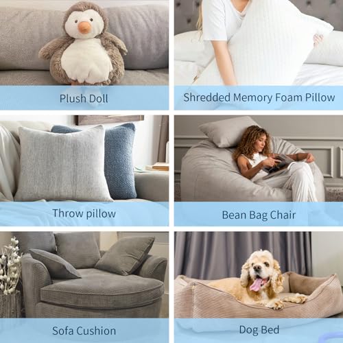 Bean Bag Filler, 5lbs Shredded Memory Foam Filling, Soft Pillow Stuffing Bean Bag Refill Foam for Couch, Cushion, Stuffed Animals, Dog Bed, Arts Crafts