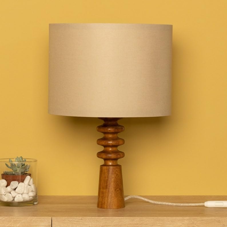 Mid Century Modern Wood Table Lamp - Frustum Cone