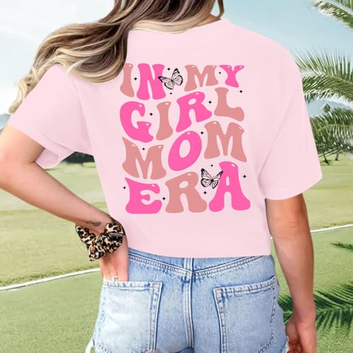 Image of Mama Shirts for Women in My Girl Mom Era Shirt Funny Letter Printed Graphic Tees Casual Tops