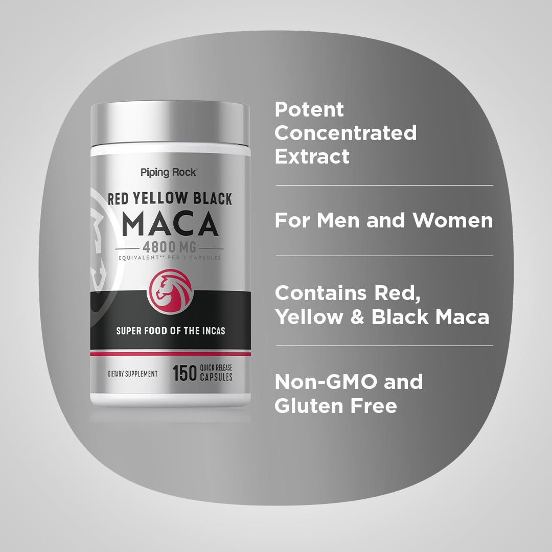 Piping Rock Maca Root Capsules | 150 Powder Pills | for Women and Men — Amazon image 4