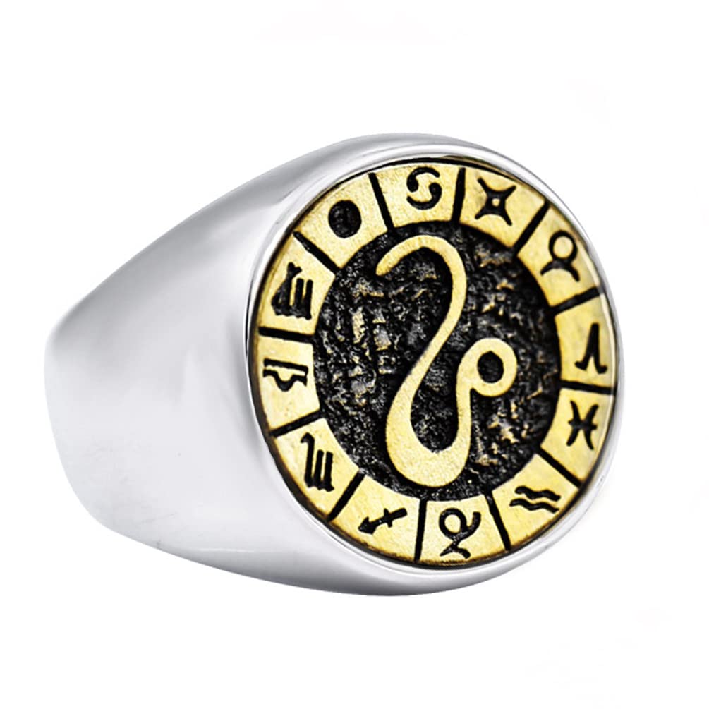 PAMTIERAnillo 12 Constelaciones para Hombre de Acero Inoxidable Signo del Zodíaco Astrología Joyas