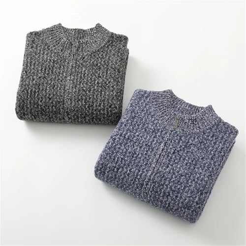 Men Full Zip Sweater Men Stand Collar Long Sleeve Sweater Business Casual Warm Zipper Cardigan2