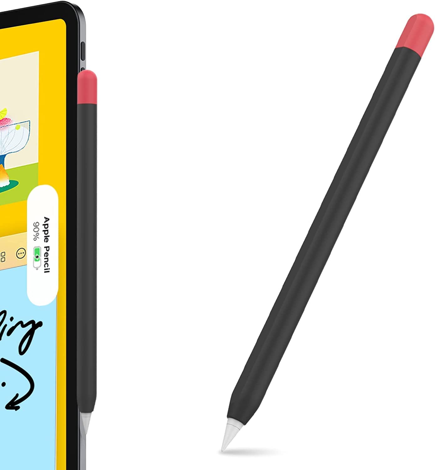 Pencil Case Compatible with Apple Pencil 2nd Generation Case, Sleeve Silicone Cover Accessories for Apple Pencil 2nd Generation (Black, Red)-image-43