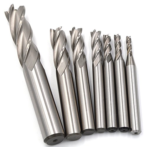 Image of 2 3 4 6 8 10 12mm 7pcs 4Flutes HSS Square Nose End Mill CNC Router Bits Metal Cutting Flat Cutter Slotting Profiling for Aluminum Copper Brass Bronze