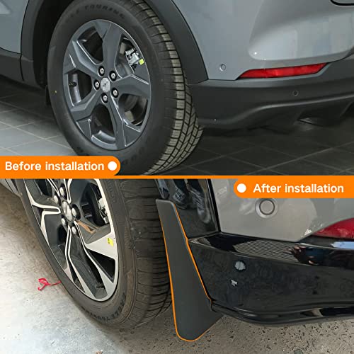 Image of Mud Flaps Compatible with Mustang Mach E Mud Flaps 2021 2022 2023 2024 2025 Splash Guards All Weather Fender Guard Mudguards Sediment Protection No Need to Drill Holes