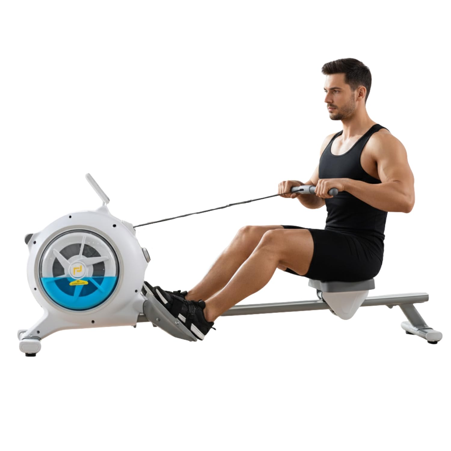 LET’S Play 2-in-1 Water Rowing Machine for Home Workout | Dual Water & Magnetic Resistance Rower with 32-Level Adjustable Tension, LCD Display & Silent Smooth Operation for Full Body Exercise