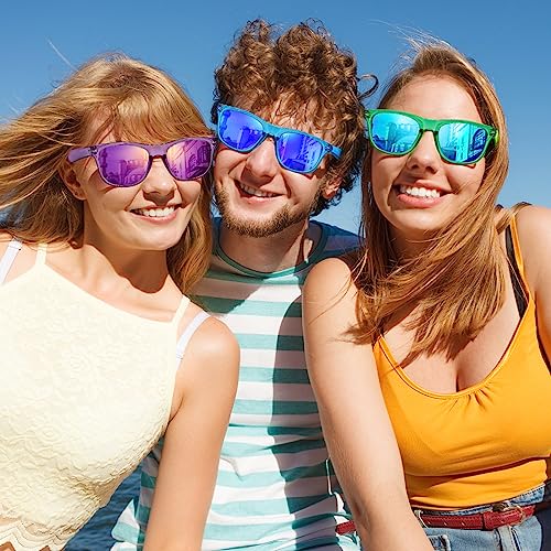 Pibupibu 10/20 Pack Neon Party Sunglasses Bulk,Wholesale Retro 80s Colorful Mirrrored Lens Sunglasses Party Favors2