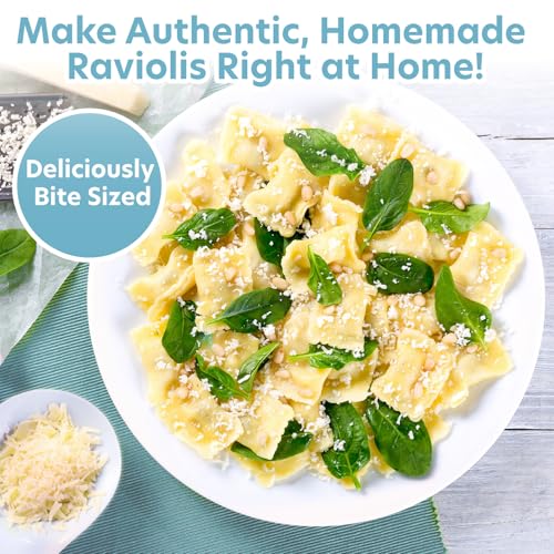 Image of Ravioli Mold with Extra Large 1 3 /4 inch Squares- Authentic Ravioli Tray and Press Makes 12 Italian Raviolis at a Once | XL 1 3 /4 Inch Squares, Easy to Use Pasta Maker Kit, Durable Sturdy Construction & Great Gift, Easy Homemade Italian Cooking
