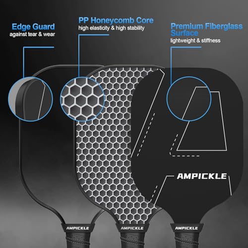 Image of Pickle Ball Paddle,Fiberglass Pickleball Paddles Set,Frosted Surface Pickleball Rackets, USAPA Standards,Oversized Sweet Spot Pickle Ball Paddle for Indoor Outdoor (A-Line Black)