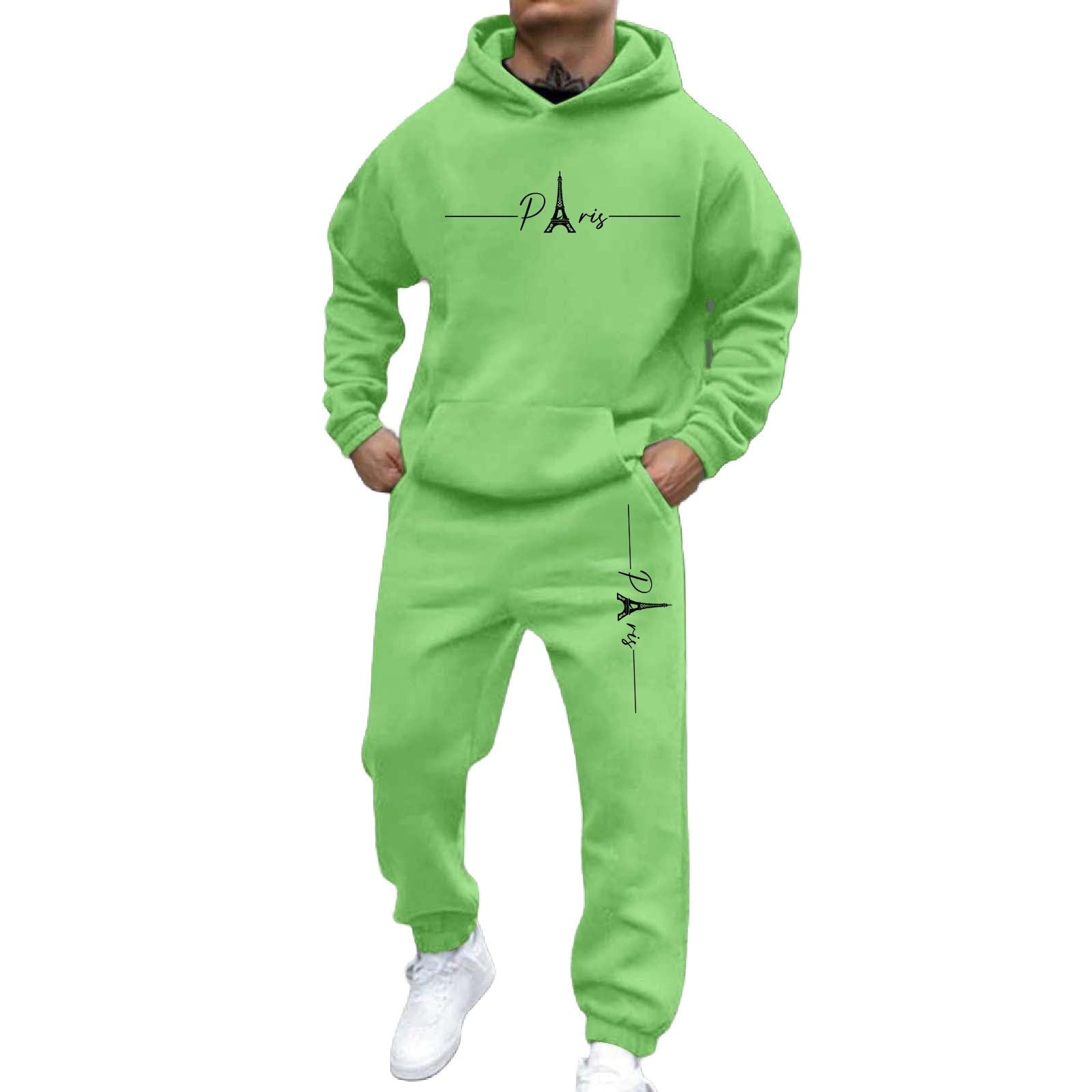 Générique Ensemble sweat à capuche et jogging pour homme, survêtement décontracté avec imprimé lettres, pour un usage quotidien, une salle de sport, une course à pied ou une tenue de