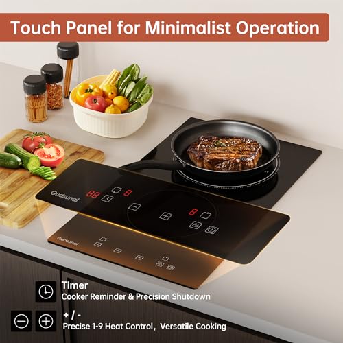 Gudsunal C3006B-4 2 Burner Electric Cooktop, 2000 Watt, 110V With Plug,12 Inch Touch Control Electric Stove Top thumb #2