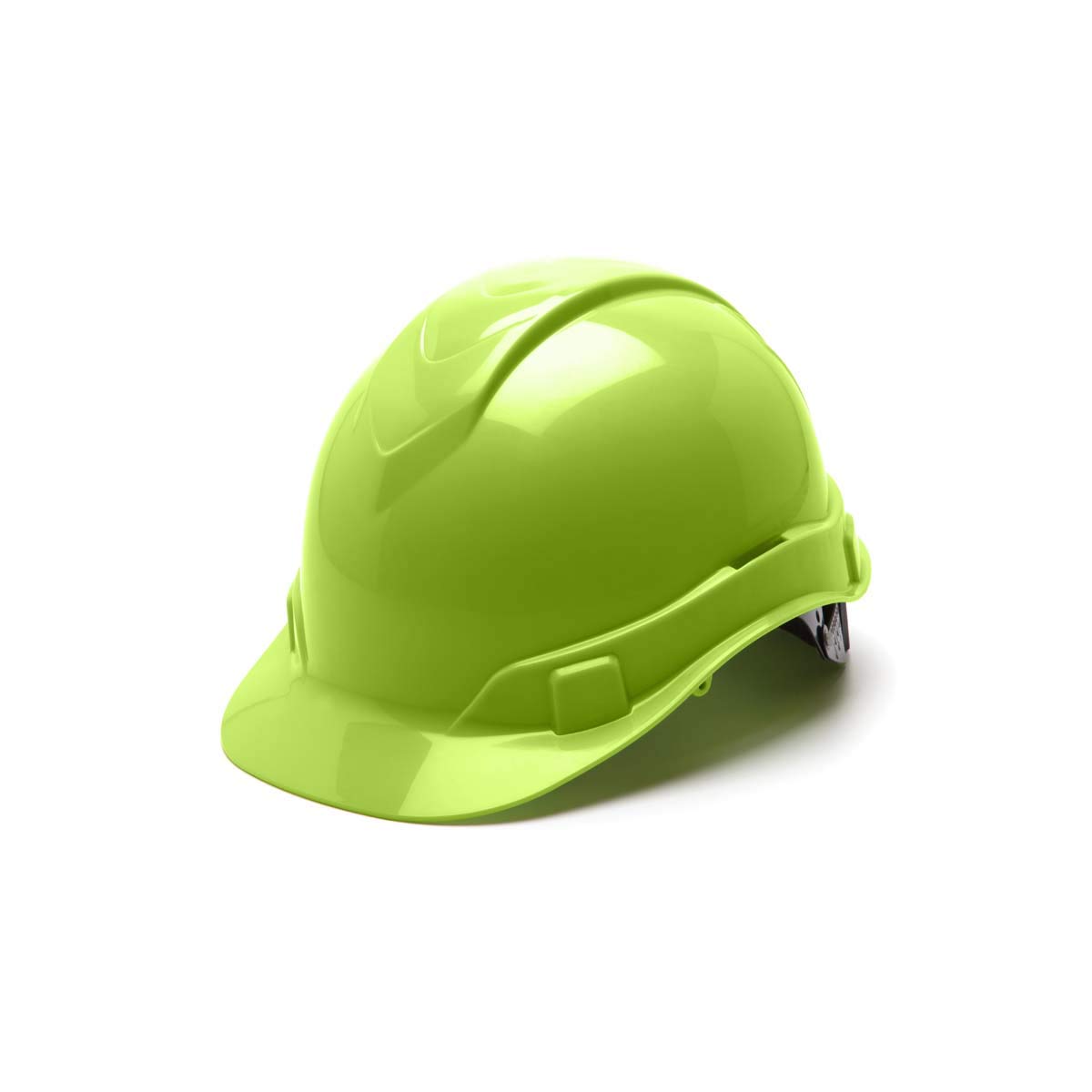 Pyramex Ridgeline Casque rigide style casquette, suspension à cliquet à 4 points, vert citron haute visibilité