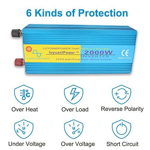 Cantonape Pure Sine Wave Power Inverter 3000W/6000W(Surge) Converter DC 12V to 110V AC with LCD Display, Remote Controller, 4 Sockets, 4 Cooling Fan