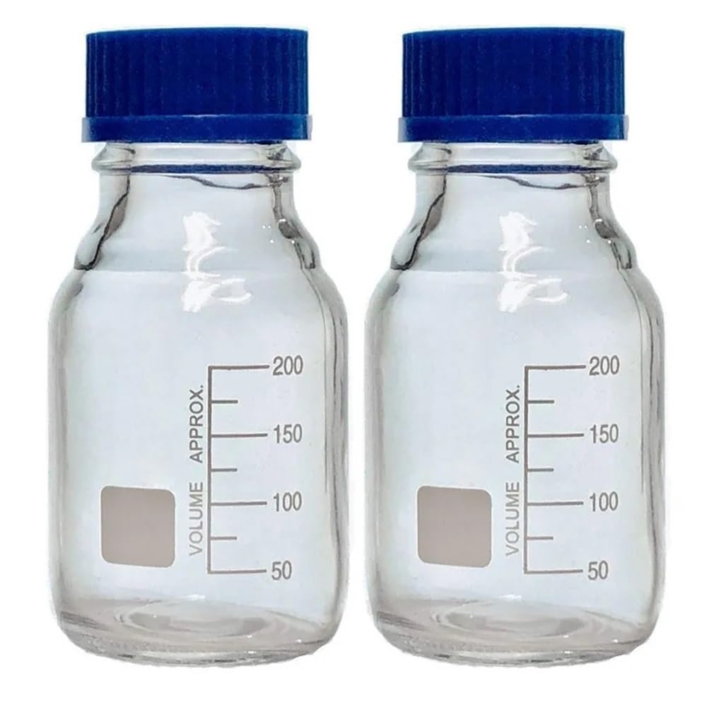 Vetreria da laboratorio 2 bottiglie rotonde in vetro da 50 ml/100 ml/250 ml/500 ml con tappo a vite GL45 in vetro borosilicato(250ml)