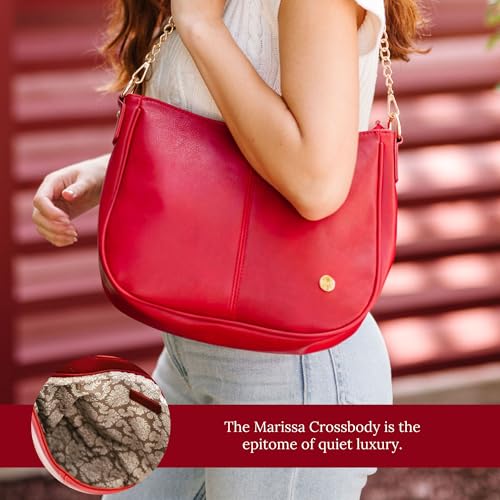 Image of Modern+Chic Crossbody Bags for Women - Marissa Saddle Crossbody, Vegan Leather Shoulder or Handbag with Two Adjustable Straps