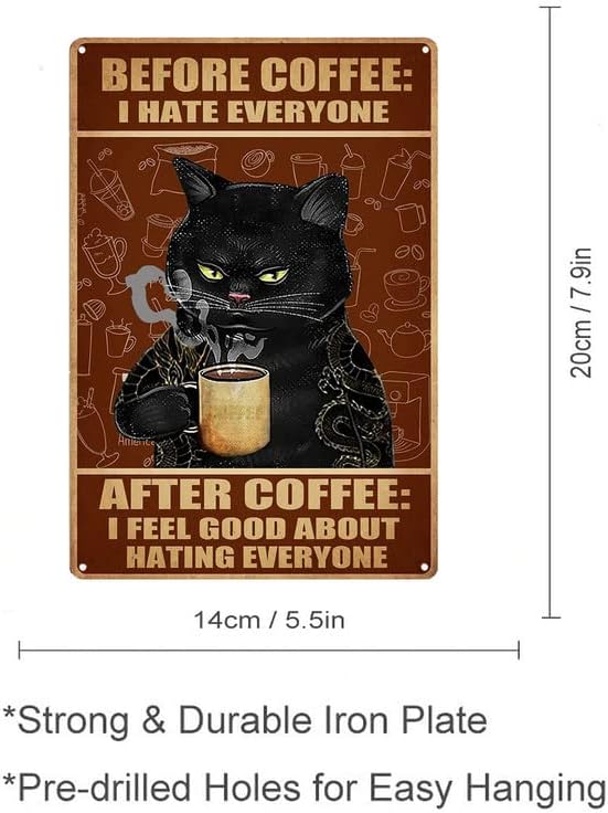 Miniatura 2 de Cartel de café con texto en inglés Before Coffee I Hate Everyone After Coffee I Feel Good About Hating Everyth, póster con texto en inglés Before