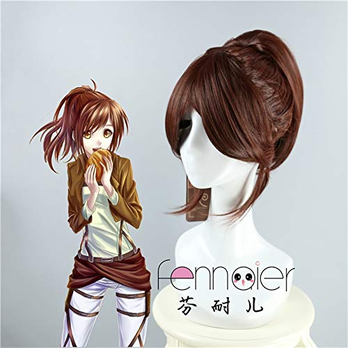 Anime Angriff auf Titan Sasha Braus Cosplay Perücke Brown Chip Pferdeschwänze Hochtemperatur Faser Haar Perücke Peluca