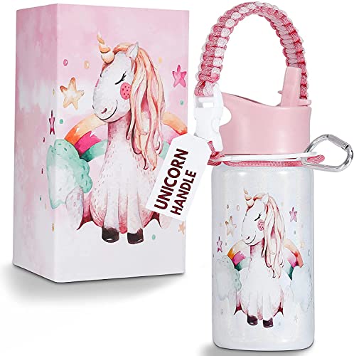 Unicorn Water Bottle, 14 Oz, Leak Proof, 36 Hours Cold, Dishwasher Safe Lid, Removable Handle, Wide Mouth Double Wall Vacuum Insulated Stainless Steel Water Bottle For School, Straw, Bottle For Girls #TOP7