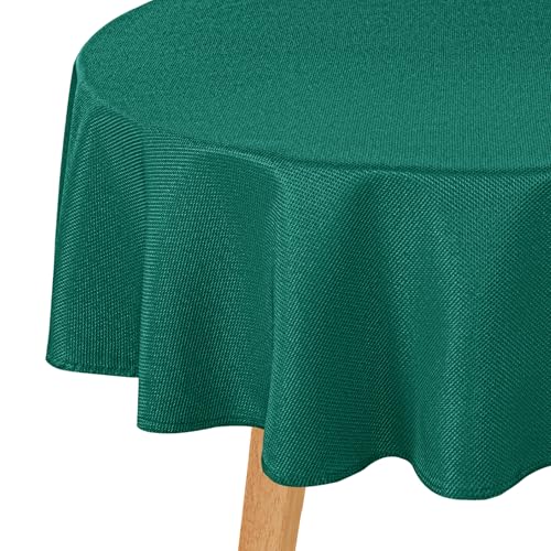 Hiasan Jacquard Textured Round Tablecloth 50 Inch, Emerald Green