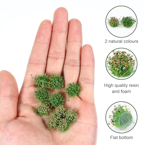 56pcs Miniature Plants Static Grass,Green Lowland Shrubs Bushy Tufts for Model Train Scenery,Woodland Scenic Layoutwar Gaming Terrain,DIY Craft Model Architecture Building - Image 3