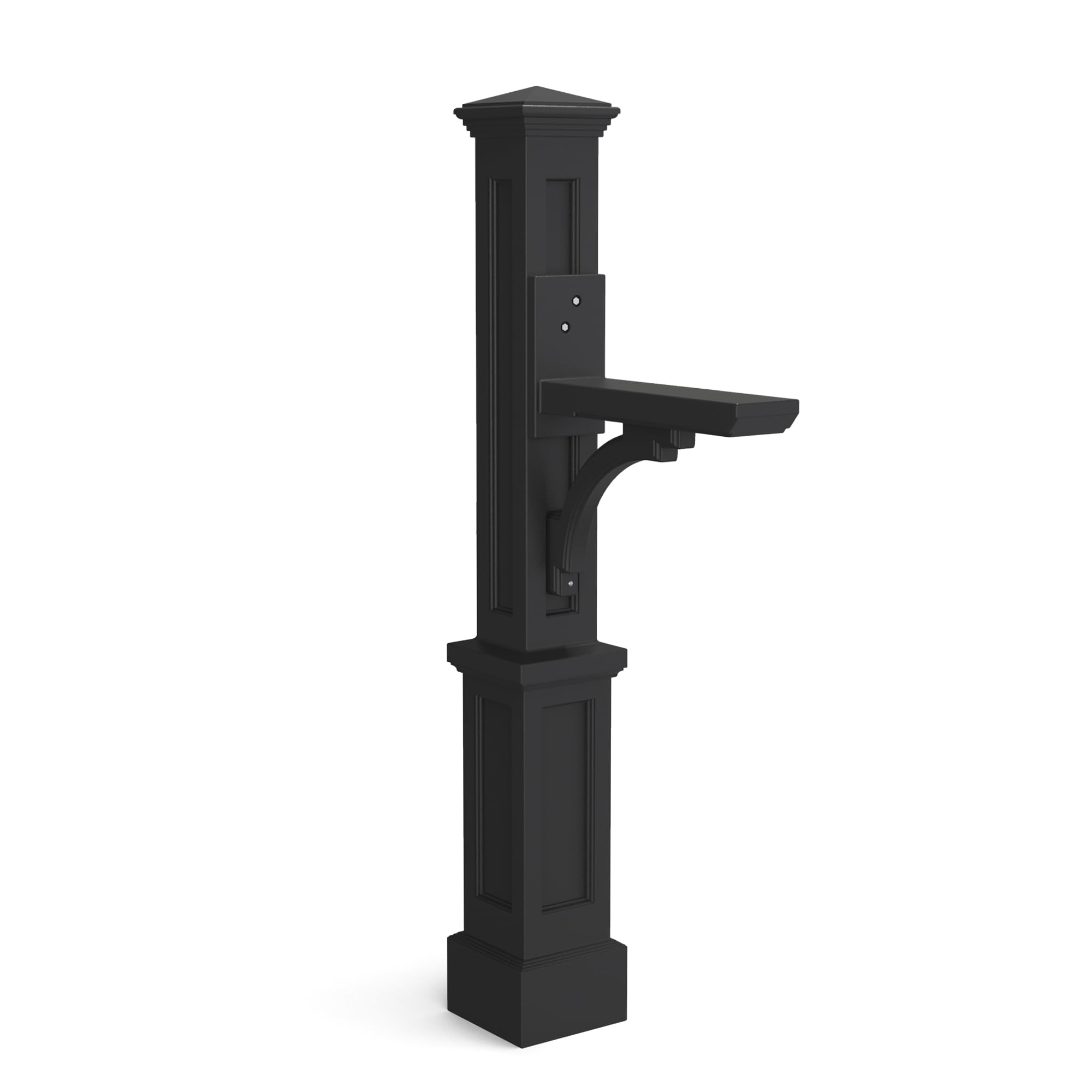 Mayne Newport Plus Mailbox Post with Standard Arm – Weather-Resistant, Durable Classic Design – Easy-to-Install Outdoor Mailbox Post