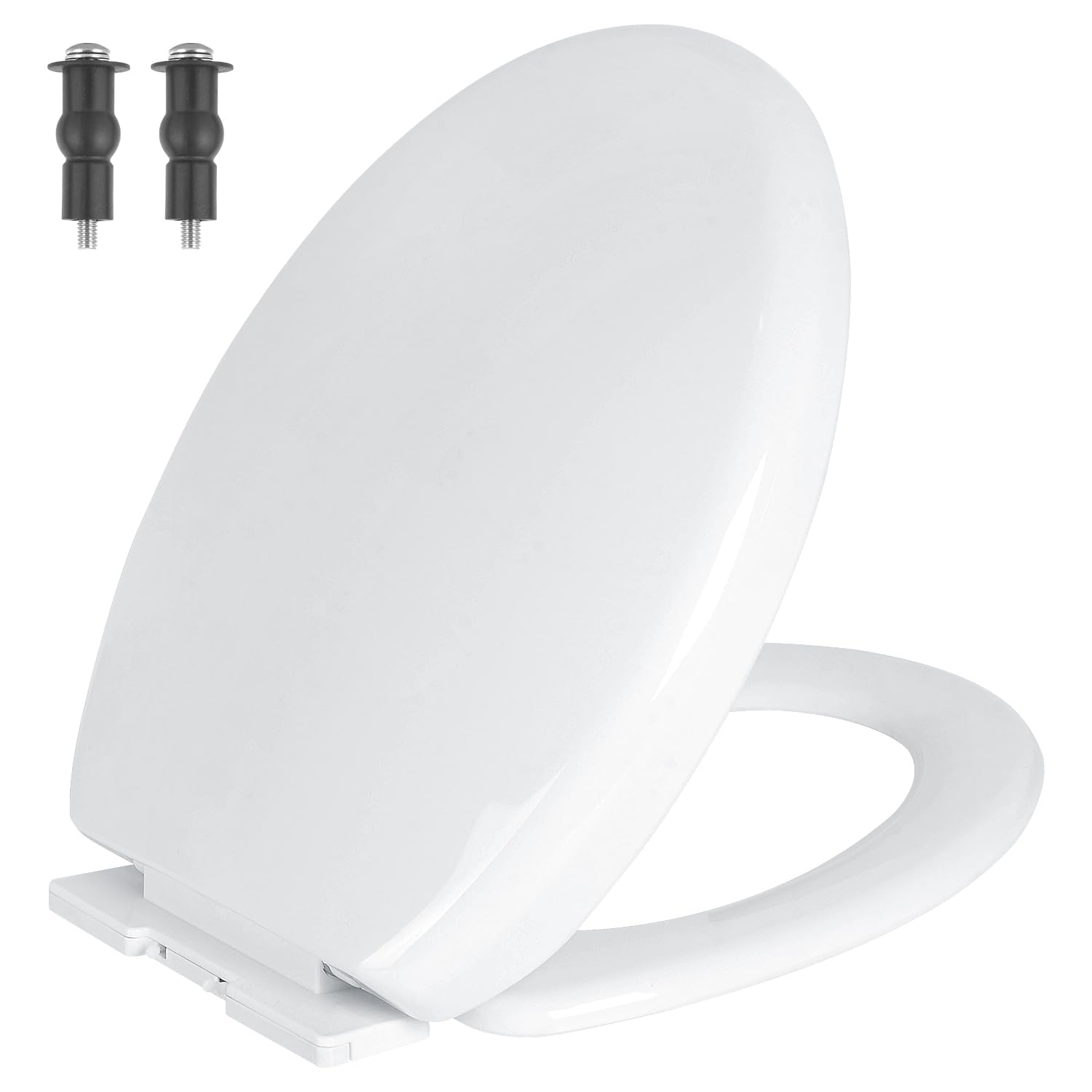 MASS DYNAMICWhite Soft Close Toilet Seat, Quick Release for Easy Cleaning, Top Fixing with Adjustable Hinges, Standard Oval Shape