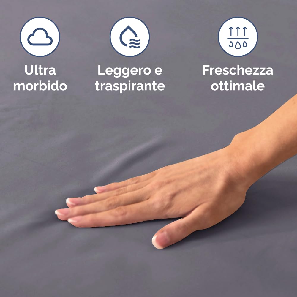 Lenzuolo con angoli 200x200 Grigio scuro, profondità 30 cm - Lussuoso lenzuolo con angoli - Per materassi fino a 30 cm (12") di altezza - Morbido, senza pieghe e traspirante - 200x200 - singola