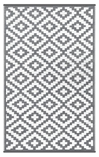 Green Decore Nirvana Rug - Alfombra ecológica para interiores y exteriores de plástico reciclado, ligera y reversible, Gris (Grey/White), 180 x 270 cm