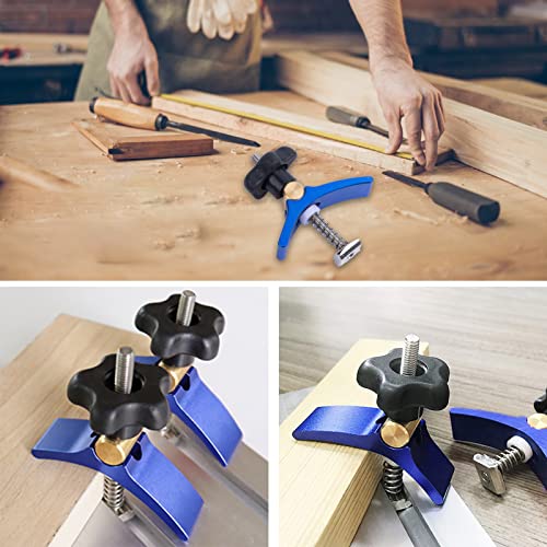 T-Track Mini Hold Down Clamp Kit - Aluminum Alloy T-Slot Cnc Router Clamps For Woodworking And Metalworking With T-Screw(2 Pieces） Blue #TOP5