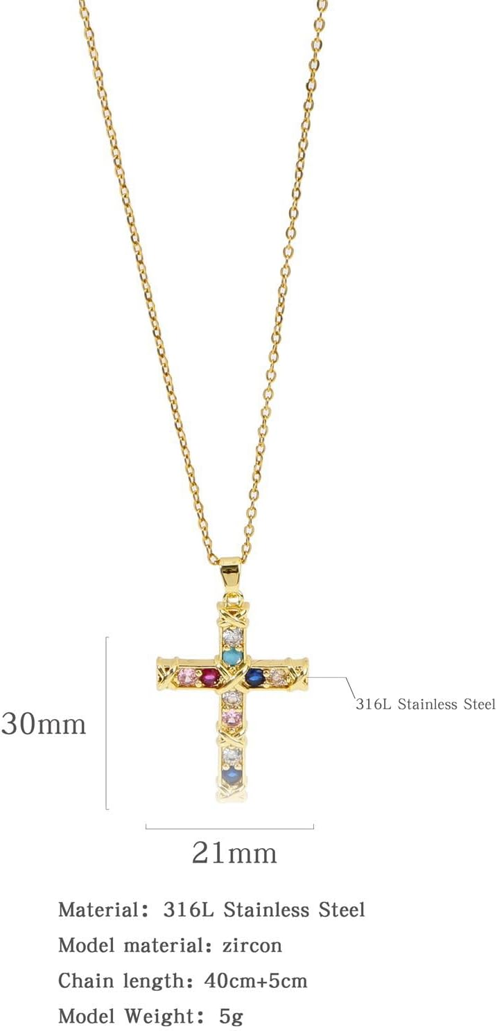 Gold Cross Copper Pendant Jewelry Dainty Cubic Zirconia Adjustable Chain Trendy Faith for Women,Everyday Jewelry Gift,Anniversary - Image 4