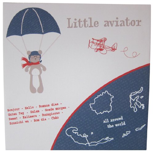Candide Image sur chassis toilé Inscription en anglais Little Aviator Petit aviateur 38 x 38 cm