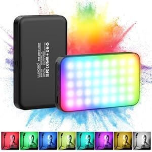 LUXCEO RGB Video Light, Portable LED Camera Light Panel, Dimmable 3000K-6000K CRI95+ Color LED Light with 3000mAh Rechargeable Battery, Pocket LED Photography Lights for Vlogging, Video Conference