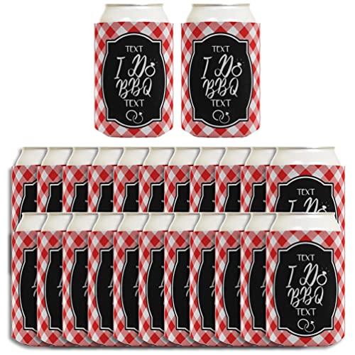 BBQ Wedding Shower Decorations I Do BBQ Customized Text Coolie 24pack Personalized Can Coolies Red