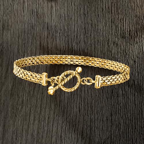 Ross-Simons Italian 18kt Gold Over Sterling Bismark-Link Toggle Bracelet3
