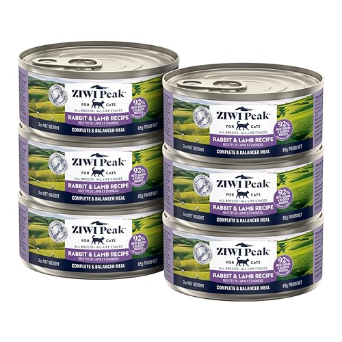 ZIWI Peak Wet Cat Food All Natural High Protein Grain Free Limited Ingredient with Superfoods (Rabbit & Lamb Case of 6 3oz Cans)