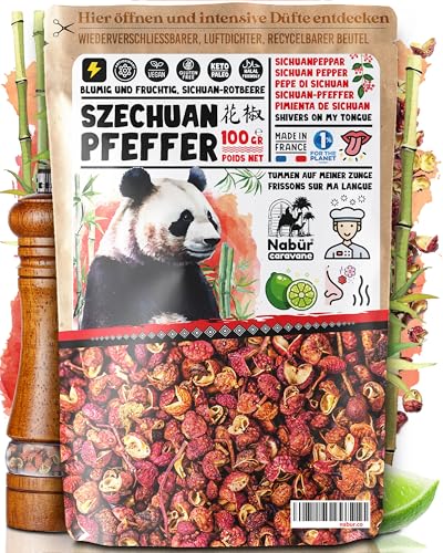 Nabür - 100g Szechuan Pfeffer Roter Szechuanpfeffer aus Sichuan handverlesen & prickelnd zitronig Premium Qualität