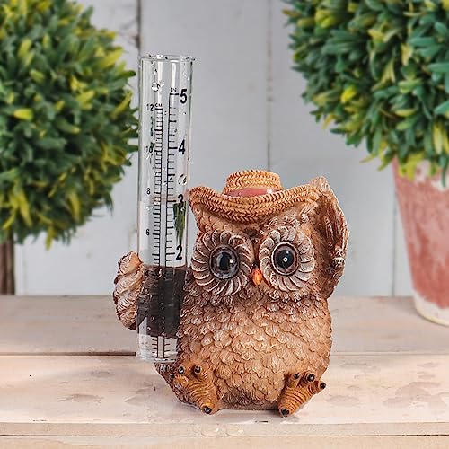 aieibuy Regenmesser für den Außenbereich, Garten, Terrasse, Hof, Ornament mit Rohr, wasserdichte Brücke, Sammlung, Eule, Raingauge, Hofzwerg, Dekoration – Bild 3