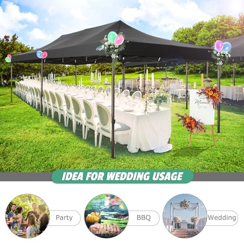 Image of COBIZI 10x20 Pop Up Heavy Duty Canopy Tent with 4 Sandbags, Commercial Heavy Duty Pop Up Tent for Parties All Weather Waterproof and UV 50+ Wedding Tent with Roller Bag