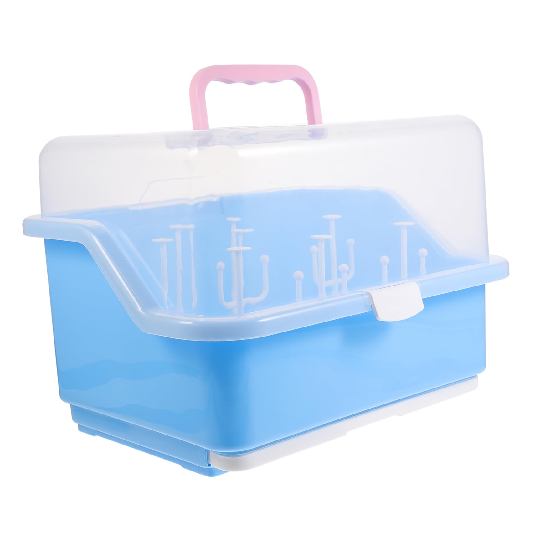 Abaodam Boîte De Rangement pour Biberons avec Égouttoir Organisateur Pratique pour Tétines Et Vaisselle Stockage Étanche Et Portable Nordique Poignée