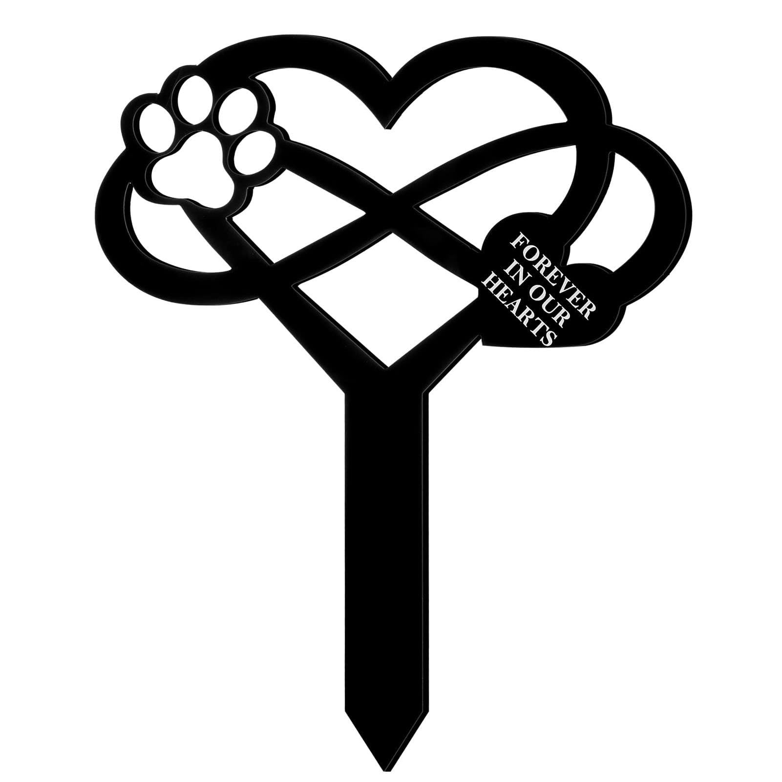 Decorazione funeraria per cani o gatti, con cuore con zampa, croce per animali, resistente alle intemperie, per tomba di animali o giardino, croce o cuore, marcatori significativi per cane,