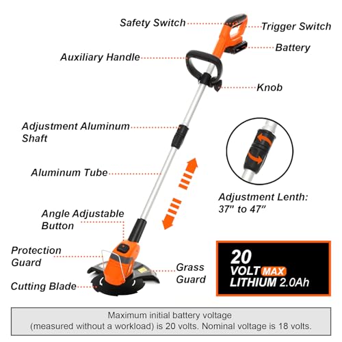 Image of Neptune Simplify Farming GT-20 2 in 1 Cordless Grass Trimmer & Brush Cutter with 2000 mAh Battery, Fast Charger, & Sharp Blades Electric Lawn Mower Telescopic Weed Eater Cutting Machine for Gardening