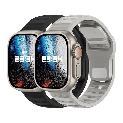 DONEGANI UC2 Band for Apple Watch Bands Women Men Se Ultra 2 40mm 44mm 46mm 42mm 45mm 41mm 38mm 49mm Series 11 10 9 8 7 6 5 4 3 iWatch Sport Strap Silicone Black_Moon Gray - image 1