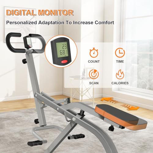 Image of Squat Machine for Home, Squat Assist Trainer with Adjustable Resistance, Foldable Rowing Machine, LCD Display, Exercise Trainer with 265LBS Capacity for Glutes Legs Workout