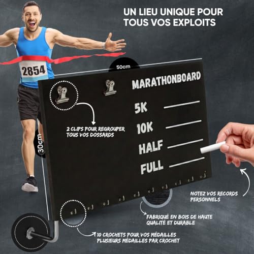 Présentoir pour médailles de coureur et marathon avec kit de montage