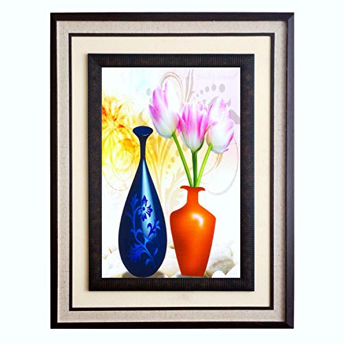 Image of Wens 'Floral Essence' Wall Art Painting (PS Wood, 51 cm x 66 cm x 3 cm, Brown)