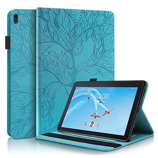 Tedtik Fodral Lenovo Tab E10 TB-X104F / Tab4 10/Tab4 10 Plus surfplatta, stöd med flera vinklar med ficka - Lakeblue