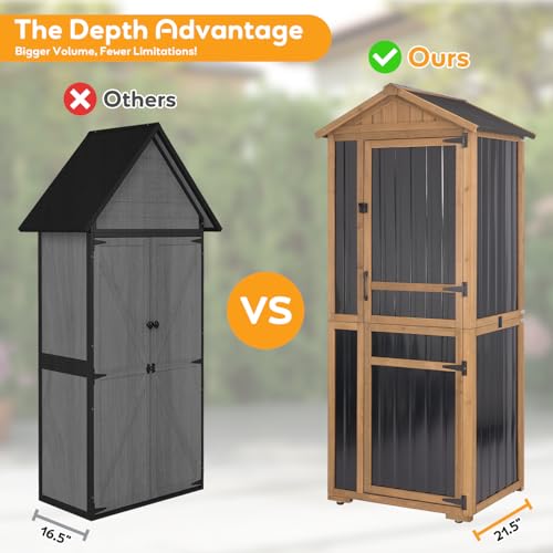 Image of Outdoor Storage Cabinet, Extra-Tall Shed with Removable Shelf for Long Tool