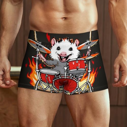 Opossum Playing Drums Men's Boxer Brief Boxer Shorts Print Underwear Stretch Boxer Trunk Soft2